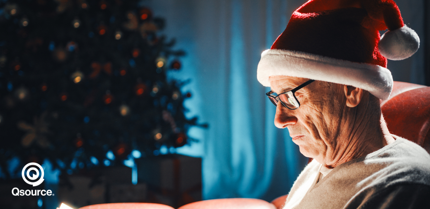 Image of Senior with a Santa hat representing holiday depression in long term care facilities